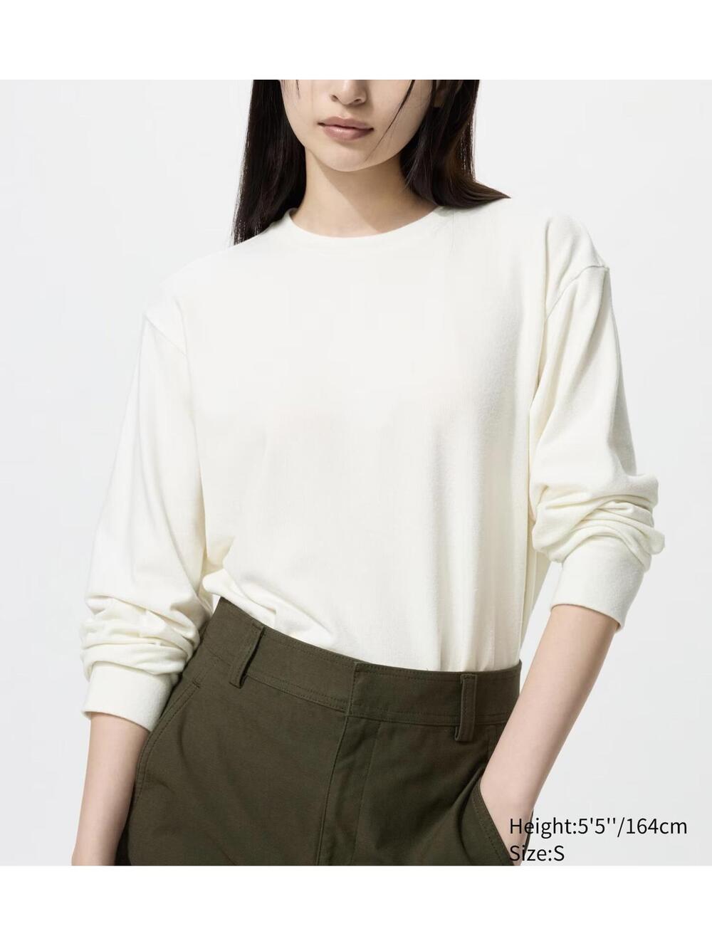 Uniqlo Soft Knitted Fleece T-Shirt | Long Sleeve NWT Off White XXL